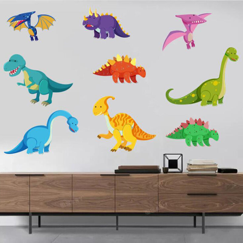 kids room 3d dinsosaur wall stickers removable diy dino wall decals for baby school children gift