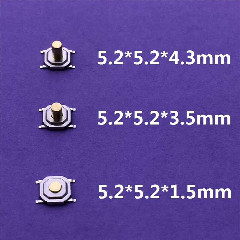 触覚金属スイッチ,50ピース/ロットx 5.2mm,4ピン,5.2x1.5mm,ミニTact,3.5mm,高さ,直接配達