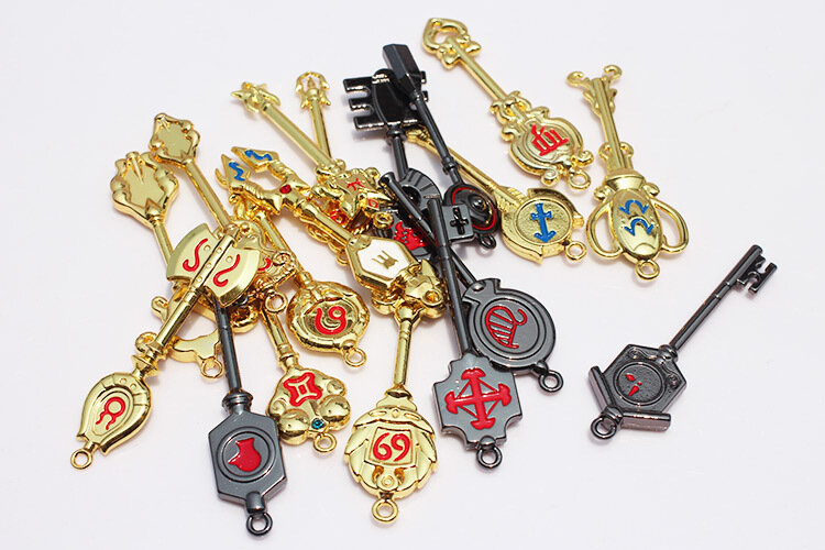 18pcs/set Fairy Tail Key Ring Lucy Ecliptic 12 Palace Constellation Keychain pendant Free Shipping