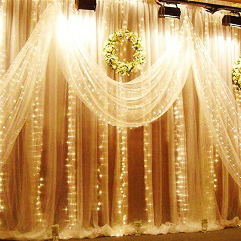 3X3 300 LED Tali Es Lampu Peri Natal Remote Led Pesta Pernikahan Tali Tirai Lampu Garland Dekorasi Taman