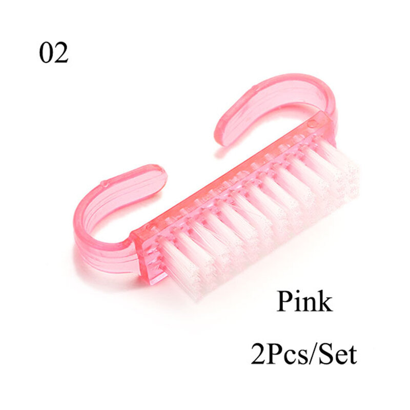 2 piezas de cepillo de limpieza de uñas de Color rosa púrpura Herramientas de limpieza para acrílico y Gel UV quitar polvo consejos profesionales