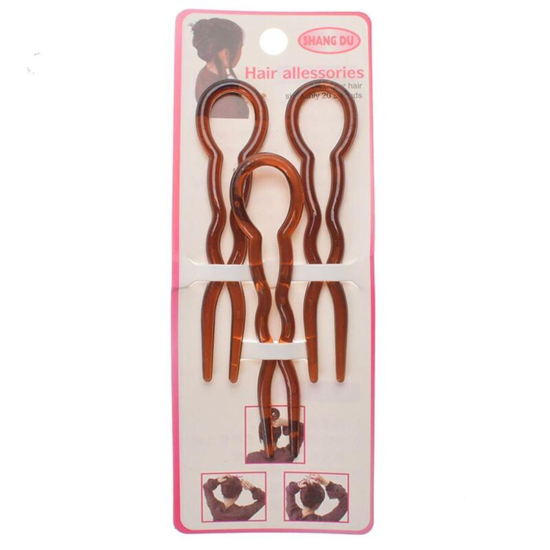 3 Pcs/Set Women Round Toe U Shaped Hair Pins and Clips Plastic Grips Convenient Simple Forks Hair Styling Tool Magic hairgrips