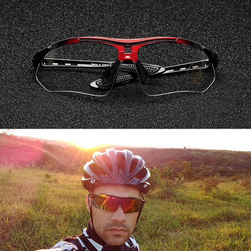 Professionnel Polarisé Vélo Lunettes de Vélo Lunettes Sports de Plein Air Vélo lunettes de Soleil UV 400 Avec 5 Lentille TR90 5 couleur