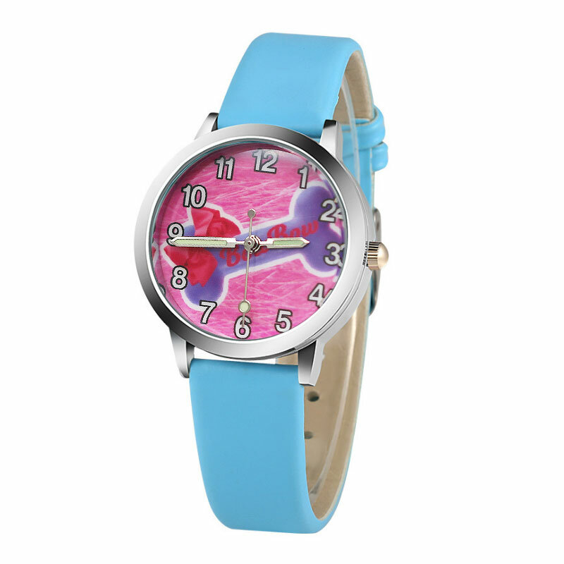 Relógio infantil fofo de desenhos animados, 7 cores, para meninas e meninos, com pulseira de couro de alta qualidade