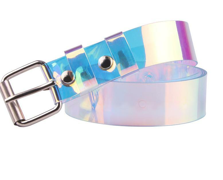 2019 nuevo cinturón de mujer simple y versátil a la moda colorido transparente cinturón de plástico