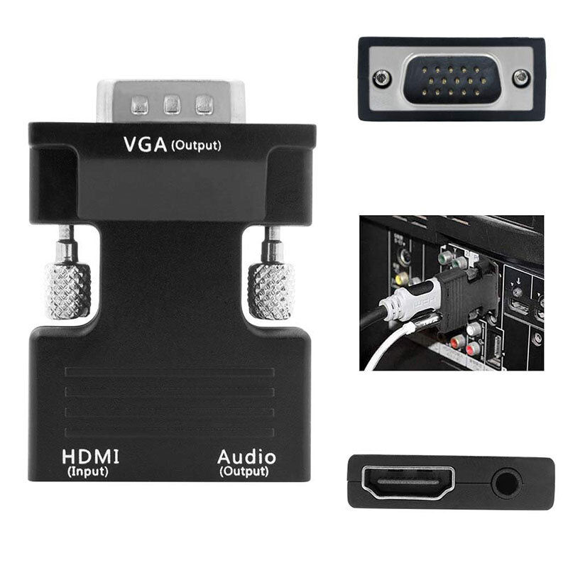 Hd 1080 p hdmi vga 어댑터 디지털 아날로그 오디오 비디오 컨버터 케이블 컴퓨터 pc 노트북 tv 박스 프로젝터 비디오 그래픽