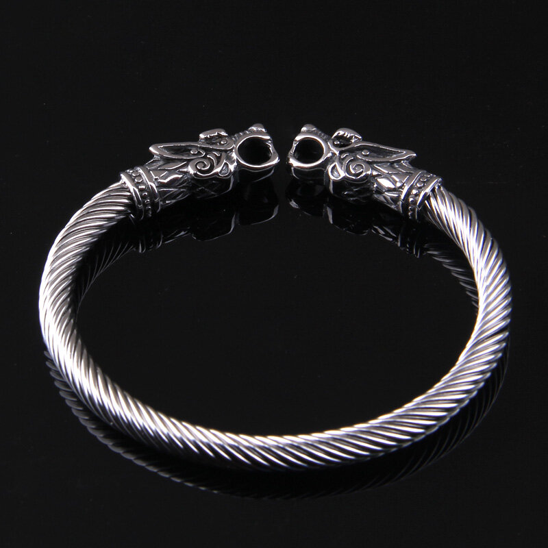 Pulseira de aço inoxidável para homens e mulheres, pulseira viking, braceletes, braceletes, jóias, acessórios de moda