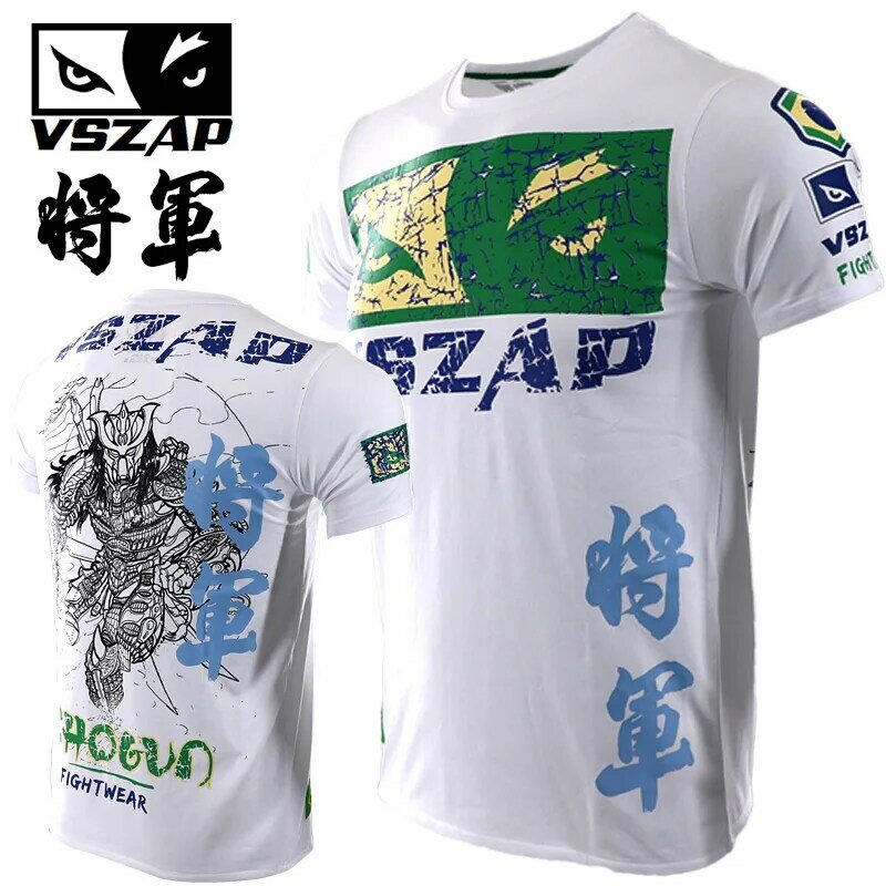 Camiseta masculina guerreiro boxe mma vszap, camiseta de academia para combate artes marciais treinamento
