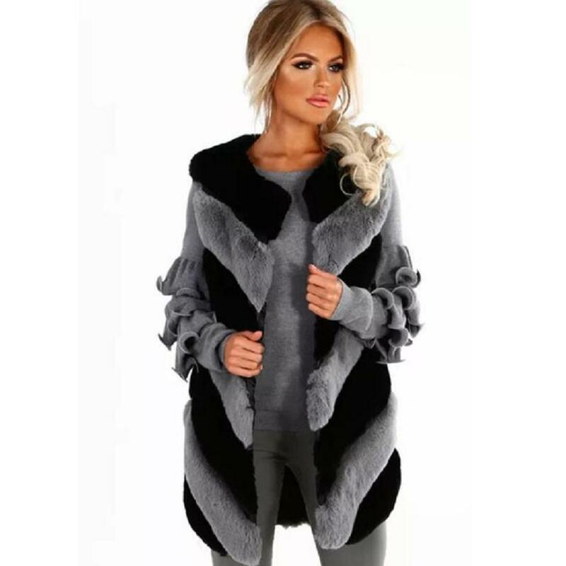 Chaleco de piel sintética para mujer, chaqueta de piel sintética de conejo, prendas de vestir suaves, invierno, 2023