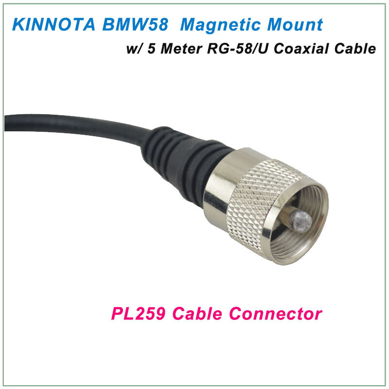 KINNUOTA BMW58 цвет черный магнитное крепление SO239 с 5-метровым RG-58/U коаксиальный кабель PL259