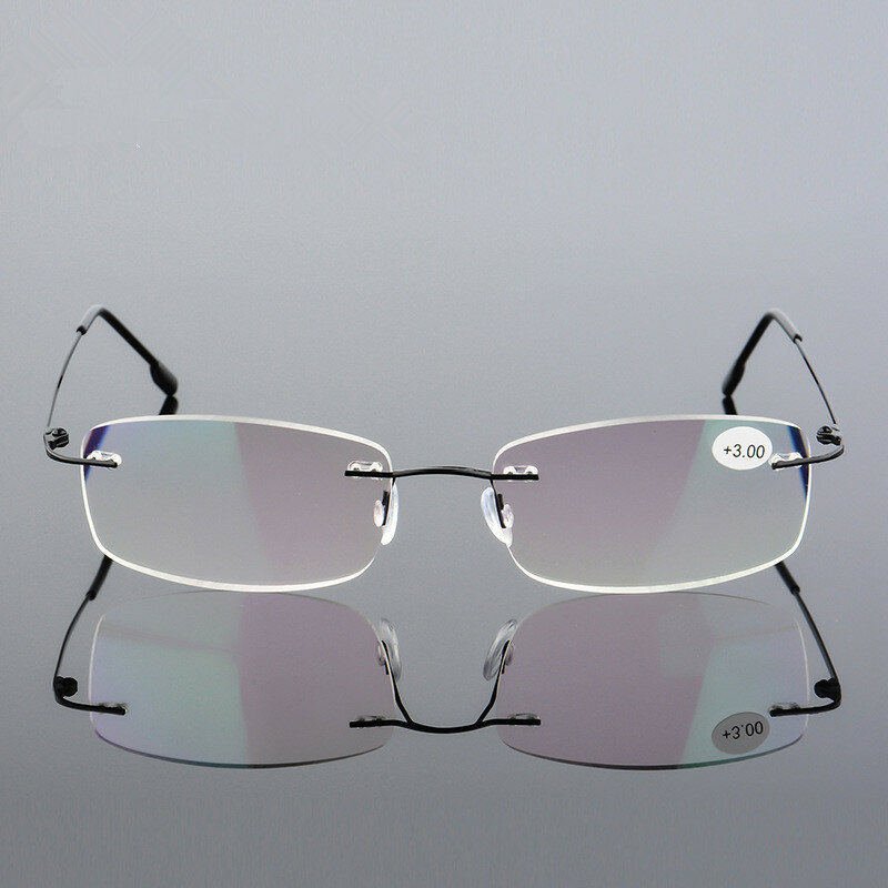 Gafas de lectura TR90 de titanio para hombre y mujer, ultralivianas con memoria, sin montura, para presbicia + 1,0 4