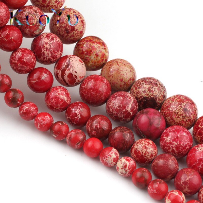 Contas de pedra natural, jaspes do mar vermelho, contas soltas redondas para fazer jóias 15 "4 6 8 10 12mm, pulseira colar diy