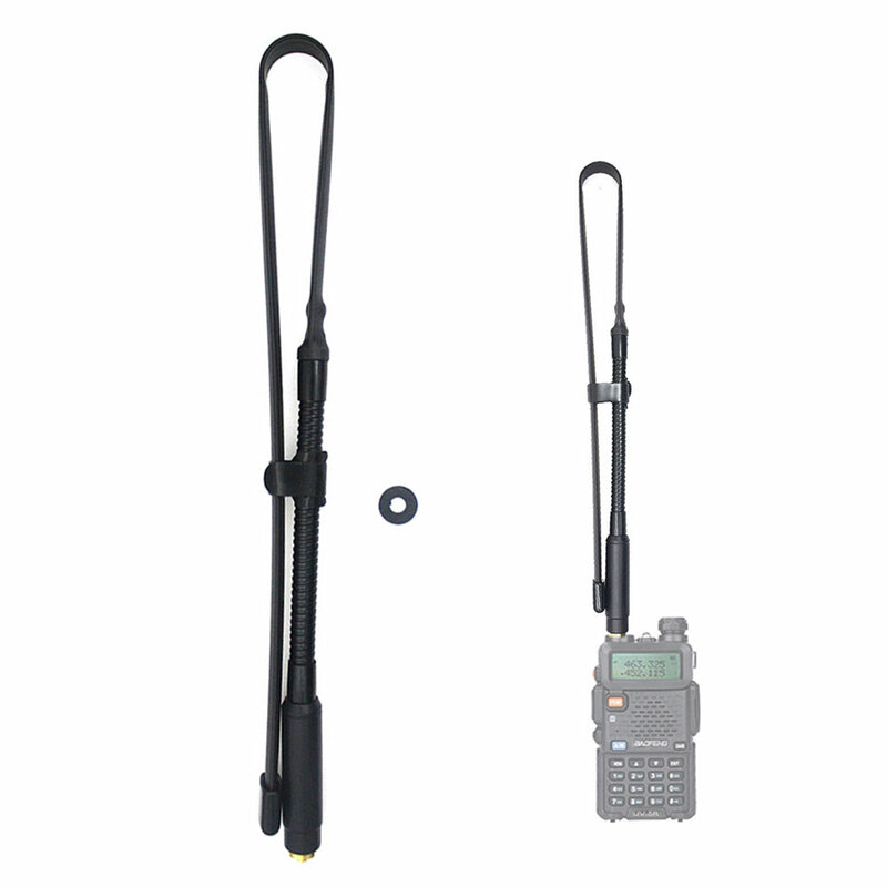 Antena tática dobrável com alto ganho, antena de banda dupla de 144/430mhz com conector sma-fêmea para tamanhos gêmeos