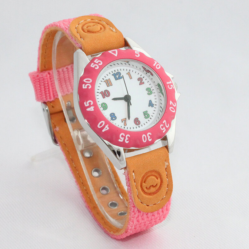 Relógio de pulso infantil de quartzo, relógio com pulseira de tecido para crianças