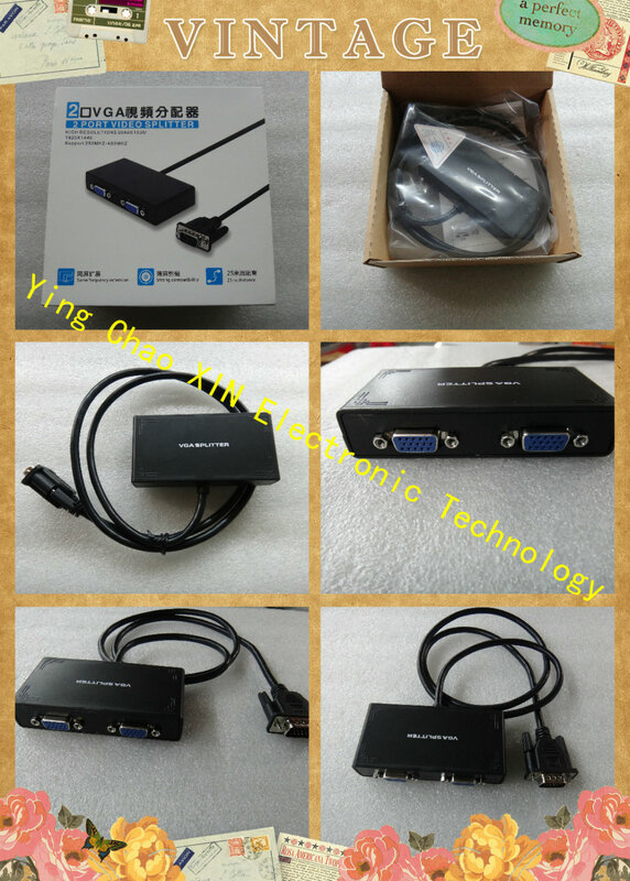 موزع فيديو VGA ، 1 إلى 2 منافذ ، الناسخ ، 1 في 2 ، 250 ميجا هرتز ، جهاز بوت ، إشارات الفيديو ، 65 م ، دقة 1920 × 1440