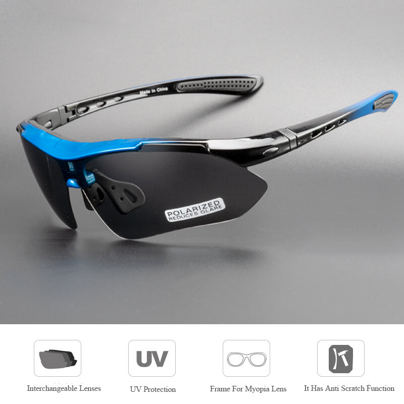 Comaxsun Professionelle Polarisierte Radfahren Gläser Fahrrad Brille Outdoor-Sport Fahrrad Sonnenbrille UV 400 Mit 5 Objektiv TR90 2 Stil