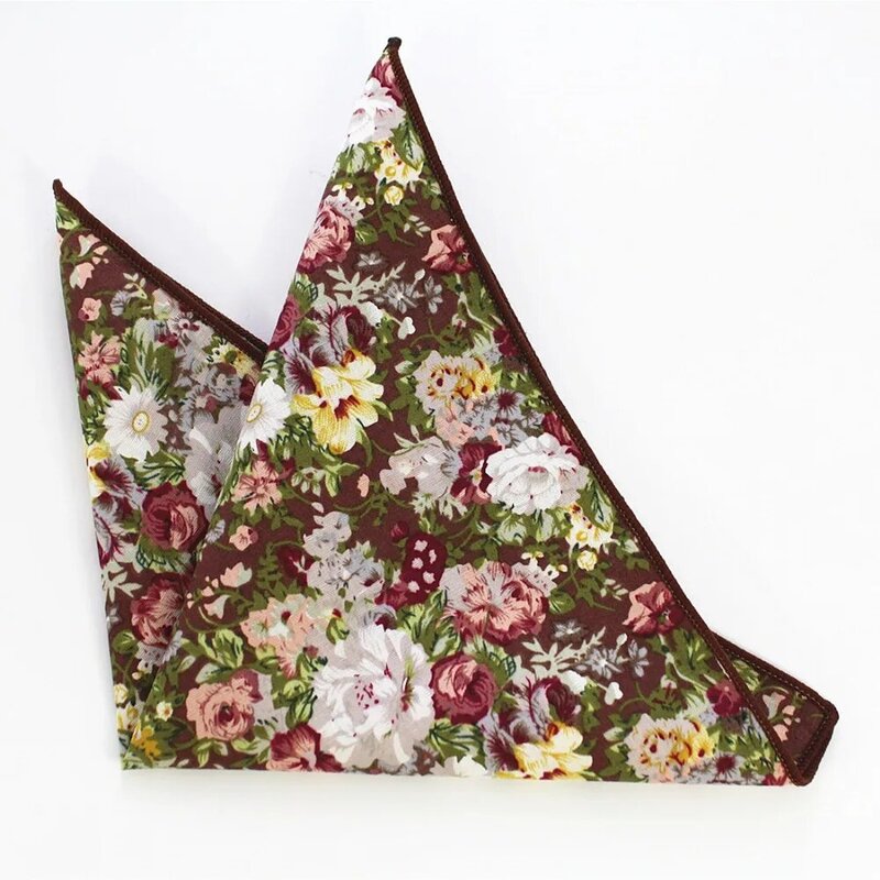 RBOCOTT – mouchoir de poche en coton pour hommes, imprimé Floral carré, Vintage, 22x22cm, accessoire de haute qualité pour fête de mariage