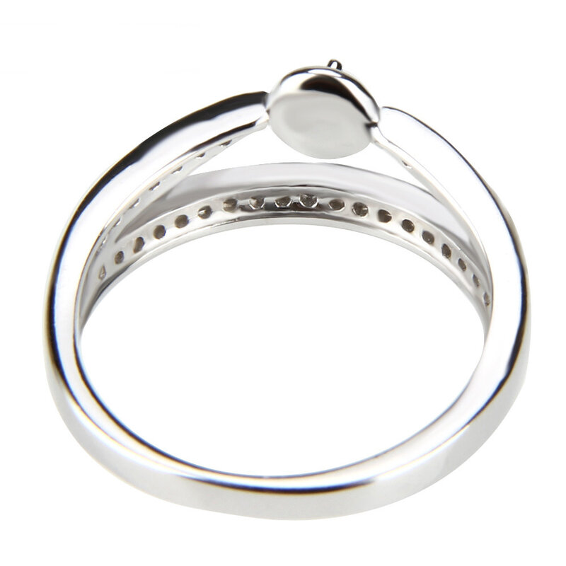 CLUCI เงินแท้ 925 Zircon แหวนมงกุฎสำหรับงานแต่งงานเครื่องประดับ 925 เงินสเตอร์ลิงเพิร์ลแหวนยึดแหวนมงกุฎ SR1033SB