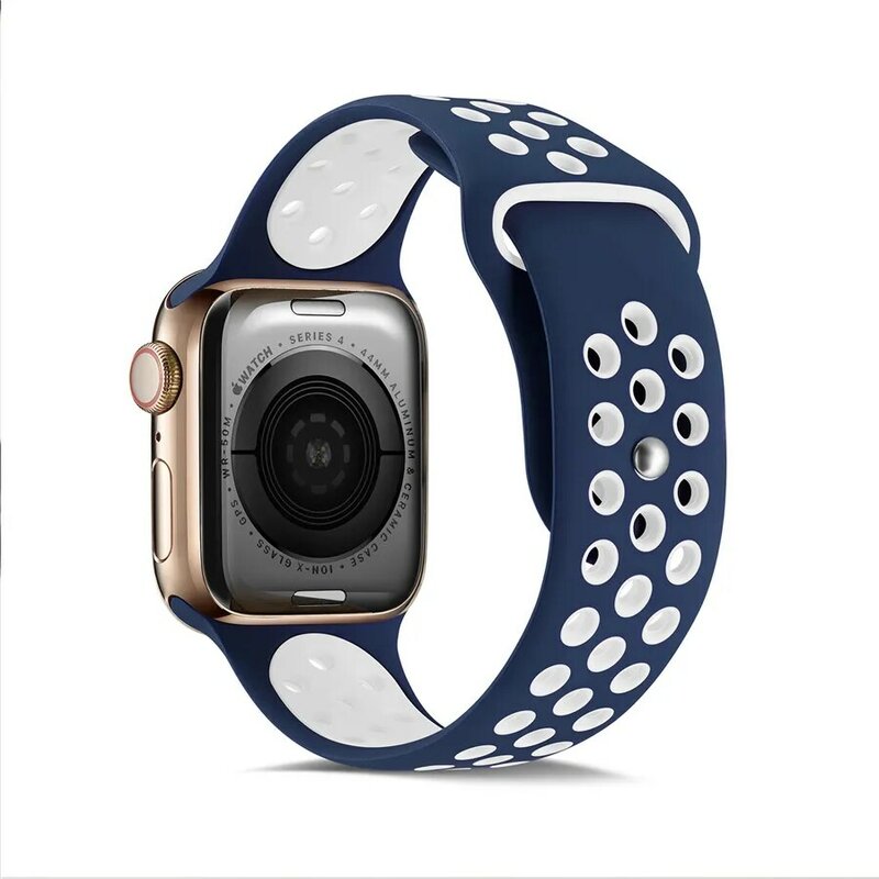 Oficial esportes pulseira de silicone para apple assistir série 5 4 3 2 1 pulseiras macias para iwatch 38 42mm pulseiras 40 44mm acessórios