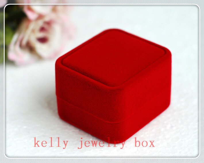 卸売5.8 × 5 × 4センチ10ピースロマンチックなウェディング正方形赤いベルベットのリングボックスジュエリーディスプレイ包装ギフトボックス