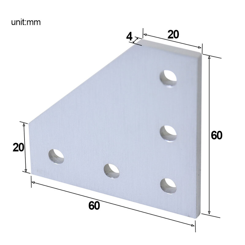Plaque de jonction avec 5 trous et 90 degrés, 12 pièces, support d'angle, bande de connexion pour cadre d'imprimante 3D, profil en aluminium 2020