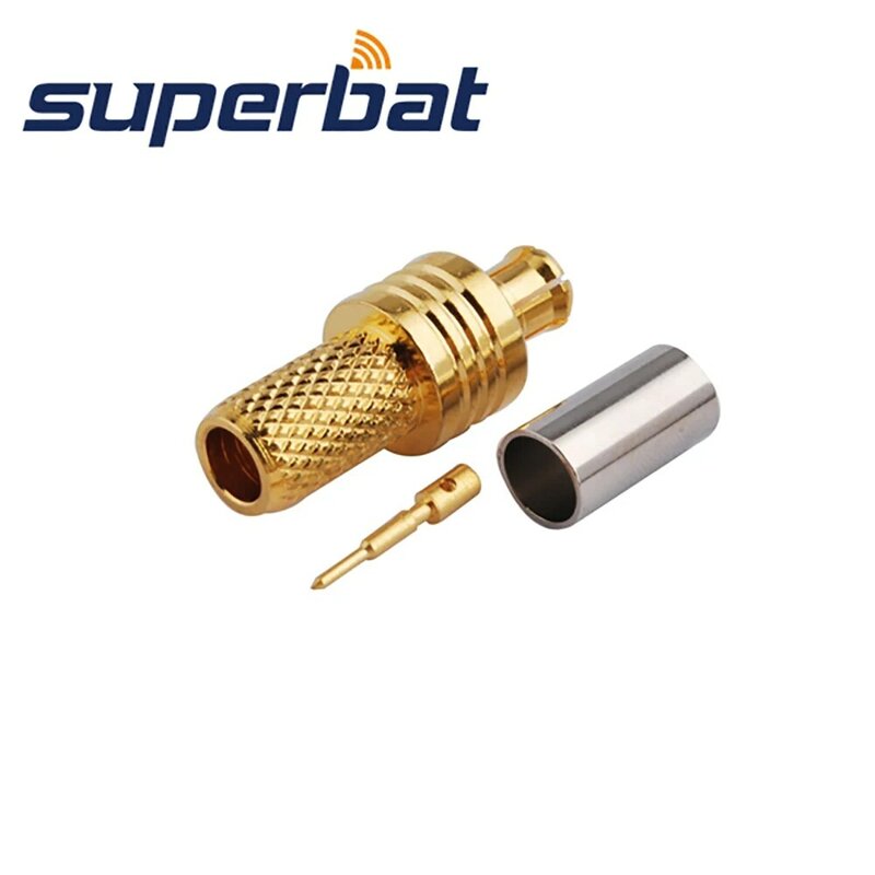 Superbat 10 sztuk MCX zaciskane męskie złącze koncentryczne RF do kabla LMR195 RG58 RG142