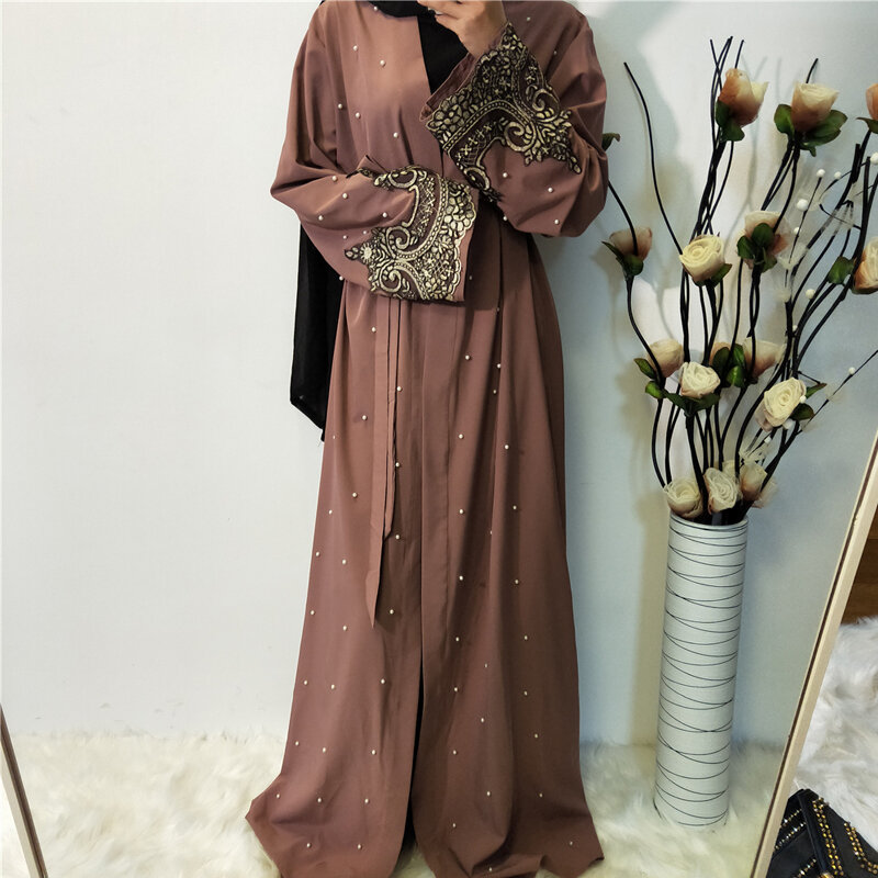 Kaftan Abaya Dubai Kimono Cardigan Muslim Jilbab Gaun Abaya untuk Wanita Jubah Femme Kaftan Marocain Qatar Islam Pakaian