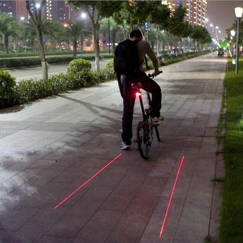 Luz LED para bicicleta, bicicleta, luz de noche, montaña, 5 LED + 2 luz trasera láser, lámpara de luz trasera de bicicleta de advertencia de seguridad MTB accesorios de bicicleta
