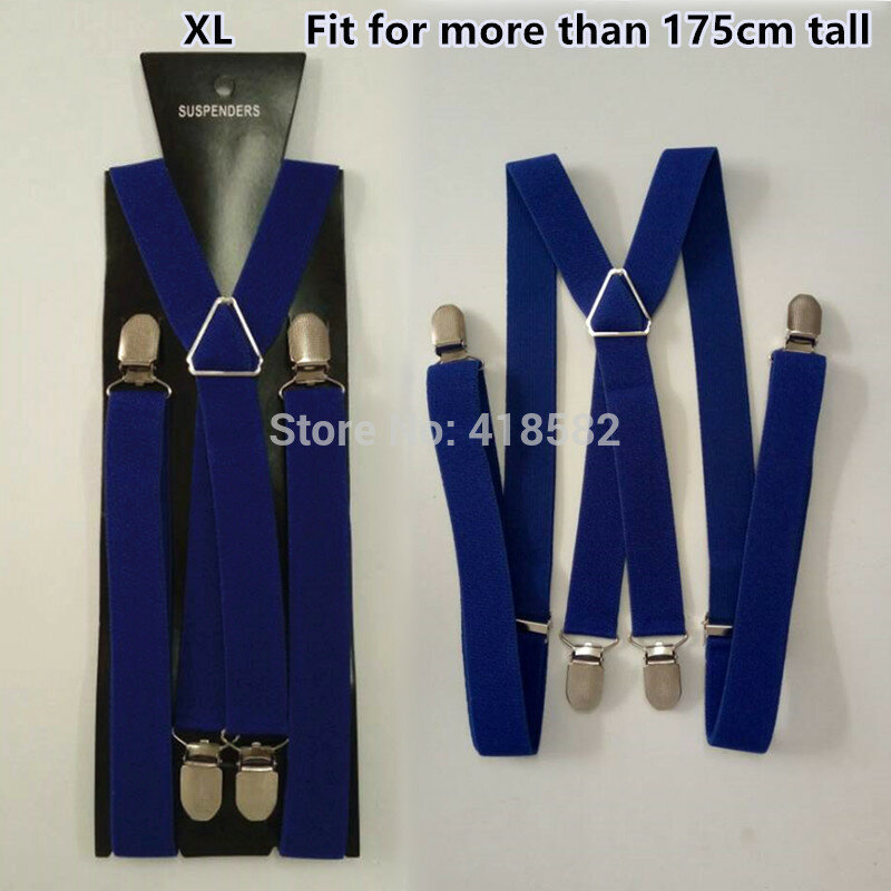 BD002- 2017 New Fashion Suspenders For Baby Teenager Adult jeans pants with Clip-on Braces X-back Elastic strap Royalblue