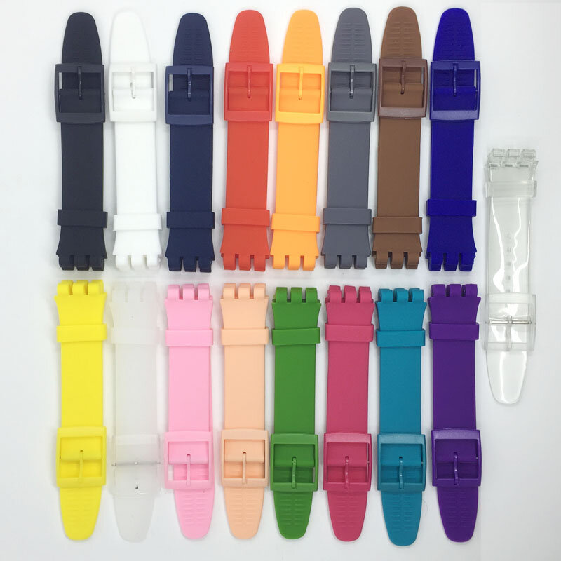 MR NENG-Bracelet de montre noir pour Swatch, en silicone, 17mm, 19mm, 20mm, 16mm, accessoires