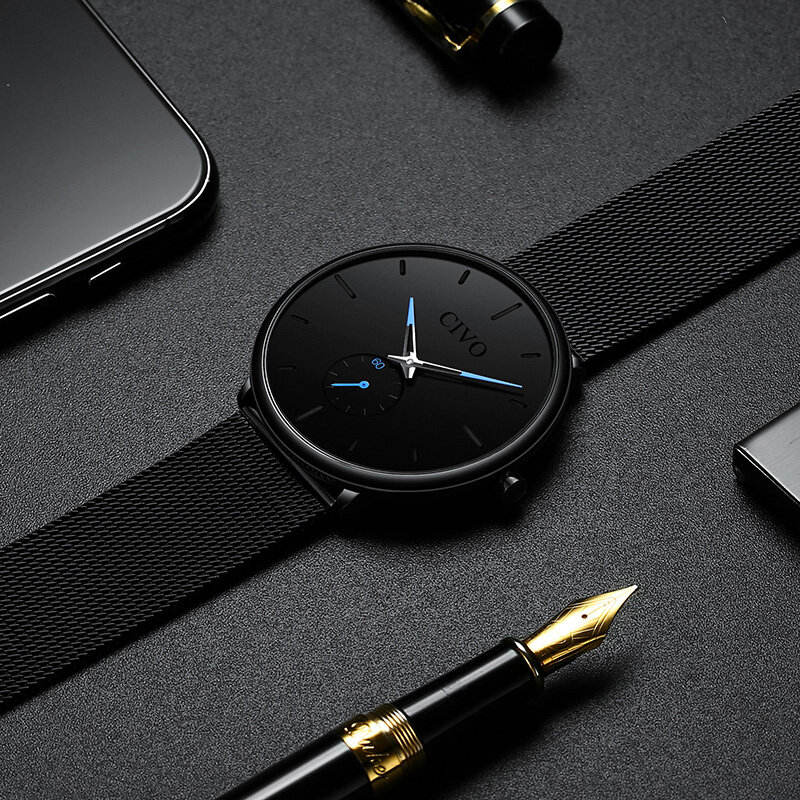 CIVO 2019 nowe męskie zegarki męskie sportowe zegarki kwarcowe zegar wodoodporny minimalizm prawdziwy zegarek ze skórzanym paskiem Relogio Masculino