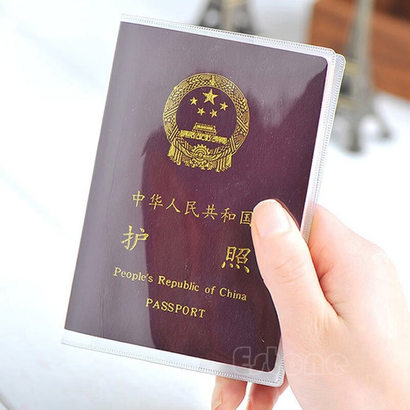 Fosco transparente passaporte capa titular caso organizador id cartão protetor de viagem sem zip plástico unisex casual cartão protetor