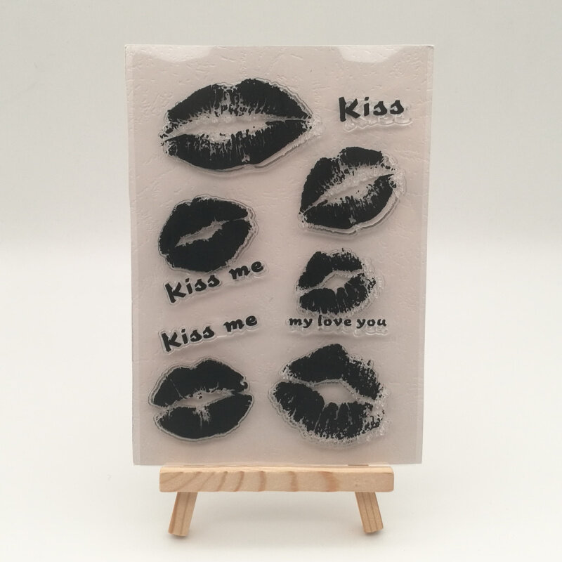1 시트 키스 투명 실리콘 스텐실 DIY 스크랩북 카드 만들기/어린이 크리스마스 재미있는 장식 용품