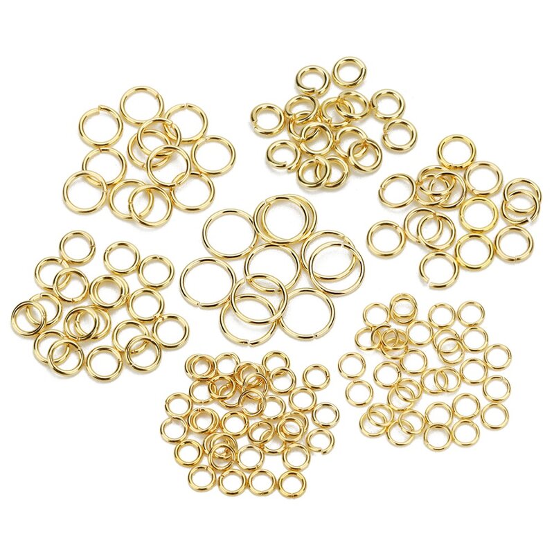Sauvoo 1 pacote de aço inoxidável aberto salto anel ouro prata cor duplo laço split anel conector diy colar jóias fornecedor