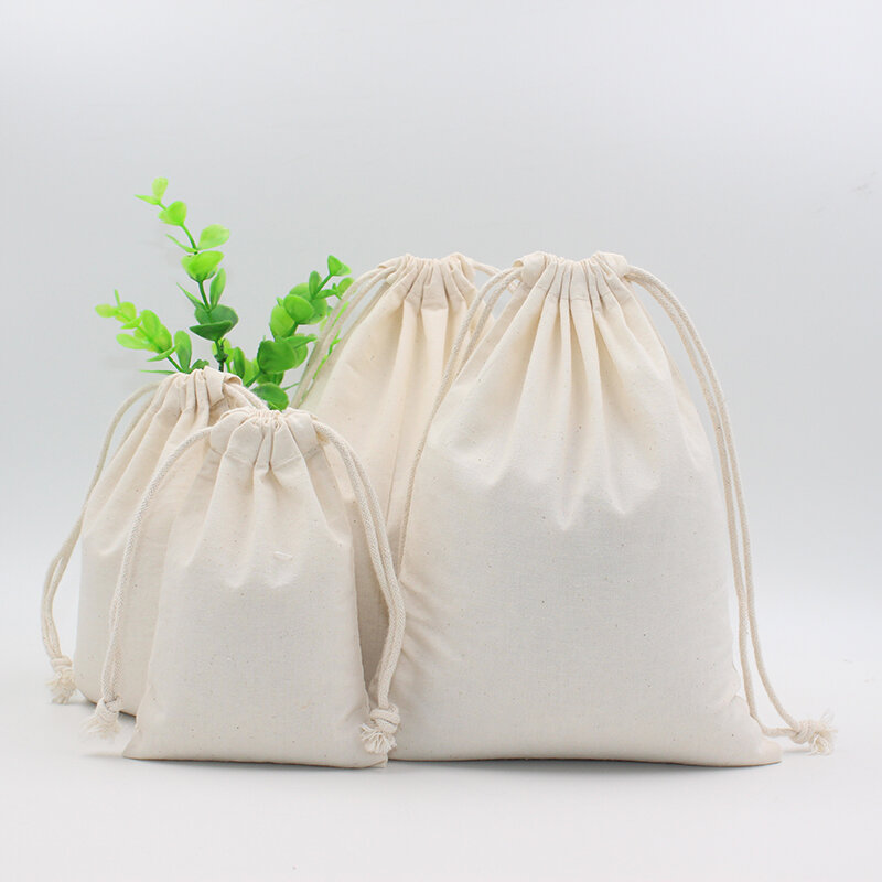 Zhuangshijie Grand Quality Cotton Small Drawstring Pouch Home Large Capacity Storage Bags Big Size Food Bread Portable Sacks