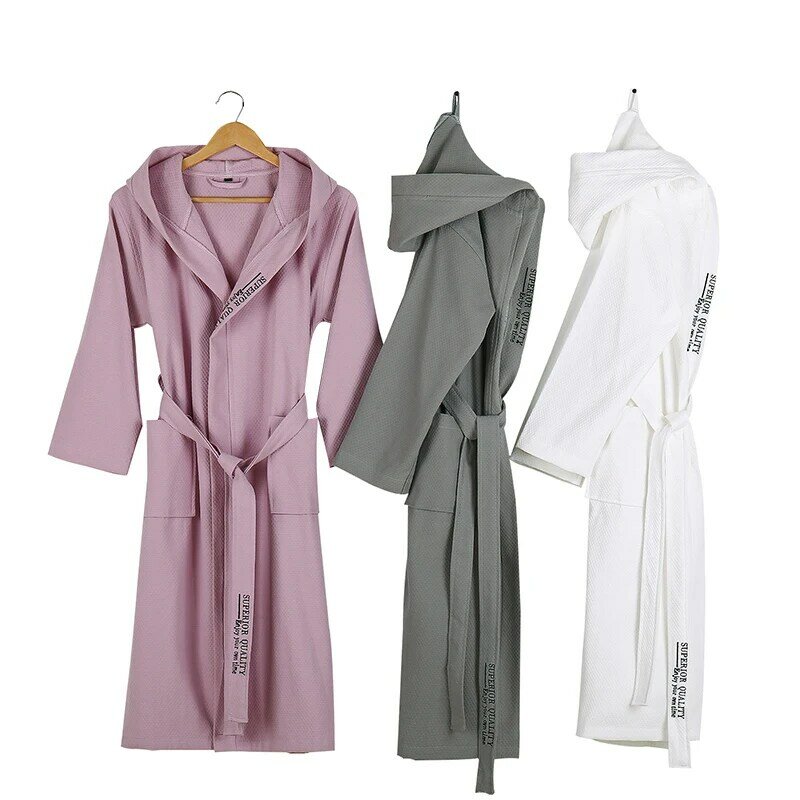 Albornoz de algodón 100% con capucha para hombre, Kimono de talla grande XXL, para Spa, primavera y otoño, Verano