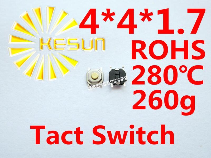 FREE SHIPPING 100PCS  4X4X1.7MM SMD Tactile Tact Push Button Micro Switch Momentary    ROHS