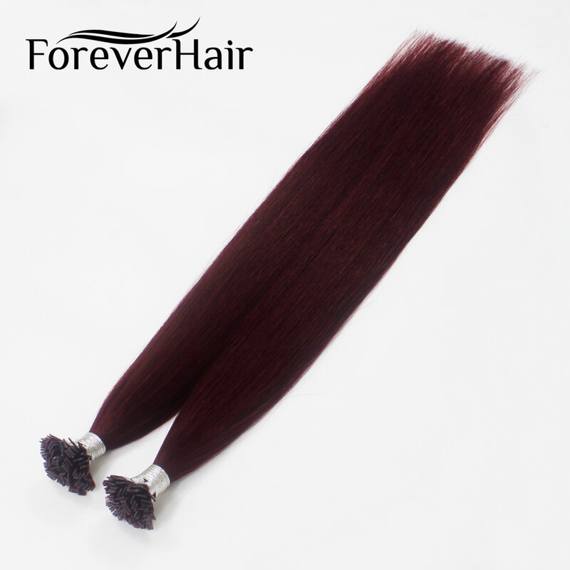 FOREVER HAIR 0.8 g/s 16 "18" 20 "100% Remy umano Pre legato punta piatta estensione dei capelli capsule dritte cheratina Fusion Hair 40g/pac