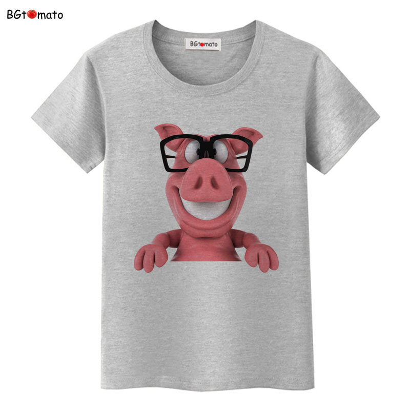 3D sunglasses Pig Cool T-shirt For women lovely cartoon pink pig Tshirt Original Brand Good quality summer Tops Tees