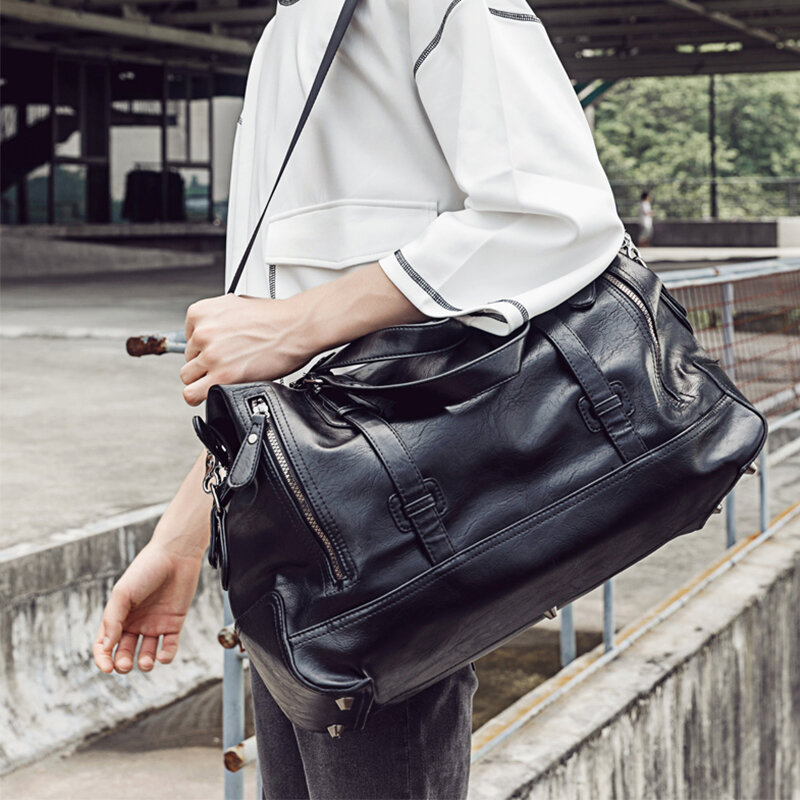 GUMST-حقيبة يد جلدية للرجال ، حقيبة سفر ذات سعة كبيرة ، حقيبة كتف للرجال ، حقيبة حمل غير رسمية