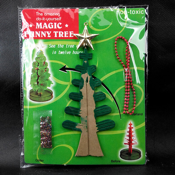 2019 17cm H DIY Green Magical Grow Funny Christmas Trees Magic Growing Paper Crystal Tree Novelty Kids Science Toys For Children