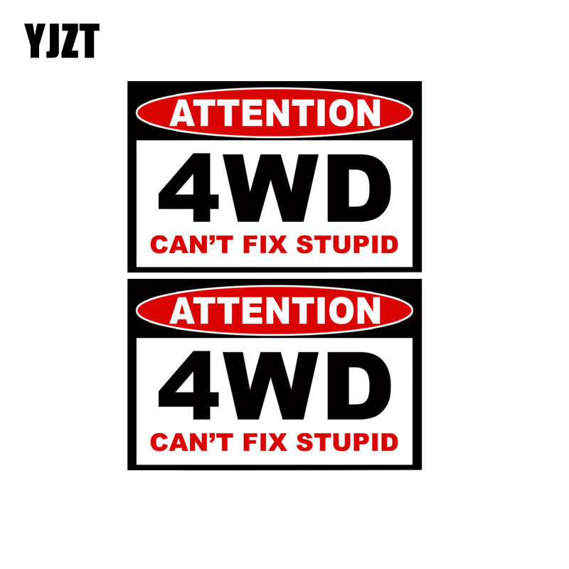 YJZT 2X 10.2CM*6.6CM Funny Car Sticker 4WD Off Road Warning PVC Decal 12-0621