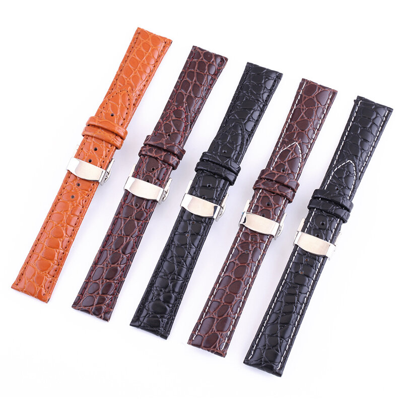 Bracelet de montre en cuir véritable pour homme, bracelet de montre Croco Mars avec déploiement, 18mm, 20mm, 22mm, 24 mm