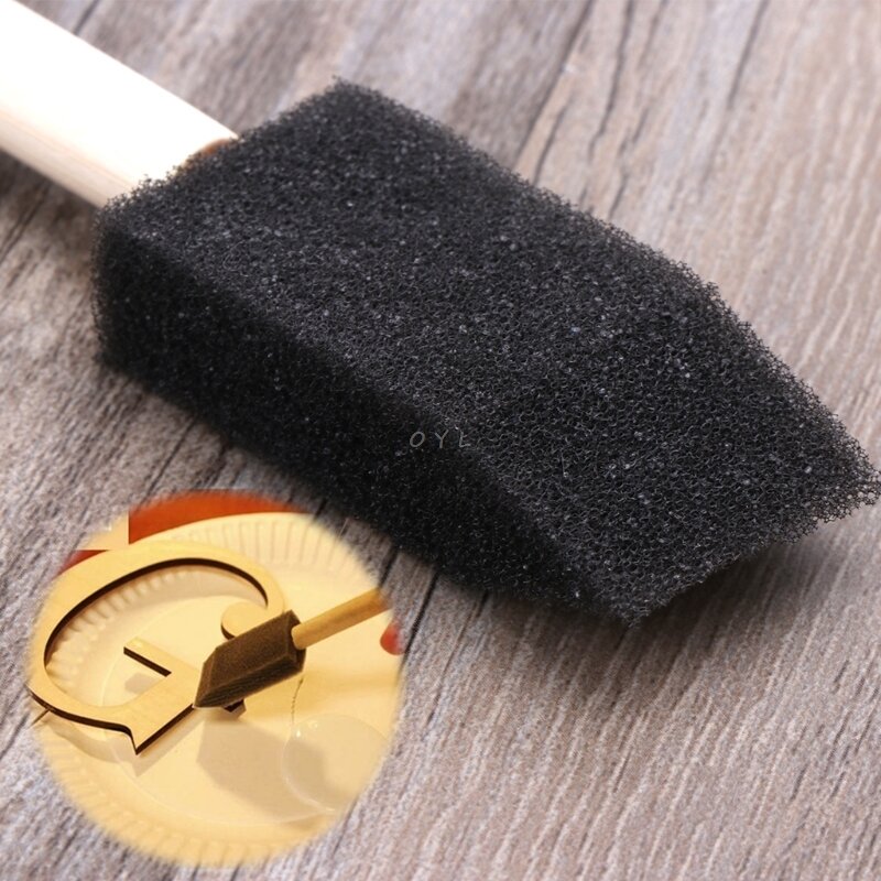 10Pcs Sponge Brush Wooden Handle Watercolor Oil Stain Art Craft Painting Drawing  for kids