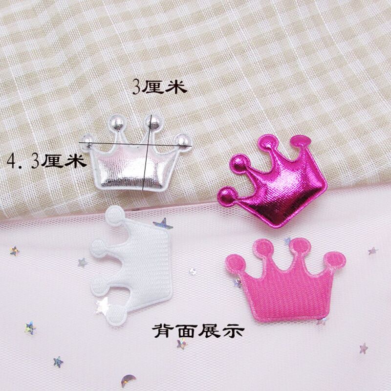 100pcs/lot PU cute crown padded applique Crafts for headwear bag shoe garment DIY accessories 4.3*3cm