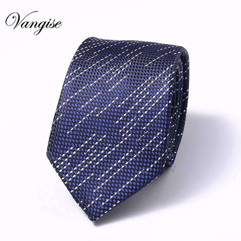 Wysokiej jakości nowe modne niebieskie czarne białe krawaty mężczyzn 7.5 cm slim biuro grupa krawat fit ślub krawat na imprezę dla mężczyzn corbatas