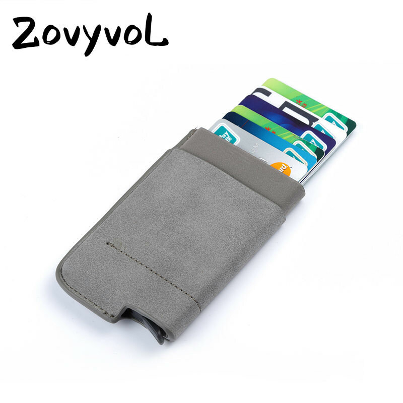 Zovyvol 2024ผู้ชายและผู้หญิง RFID 6บัตรป๊อปอัพกระเป๋าเงินใส่บัตรกระเป๋าใส่บัตรเครดิตธุรกิจกระเป๋ากระเป๋าแฟชั่น