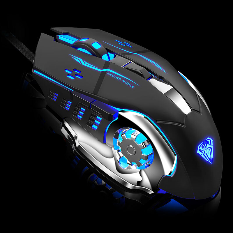 AULA Professional Macro Game Mouse Pro LED Wired Gaming Mouse for Pc Computer Laptop Mice Adjustable 3200 DPI Silent Mause Gamer