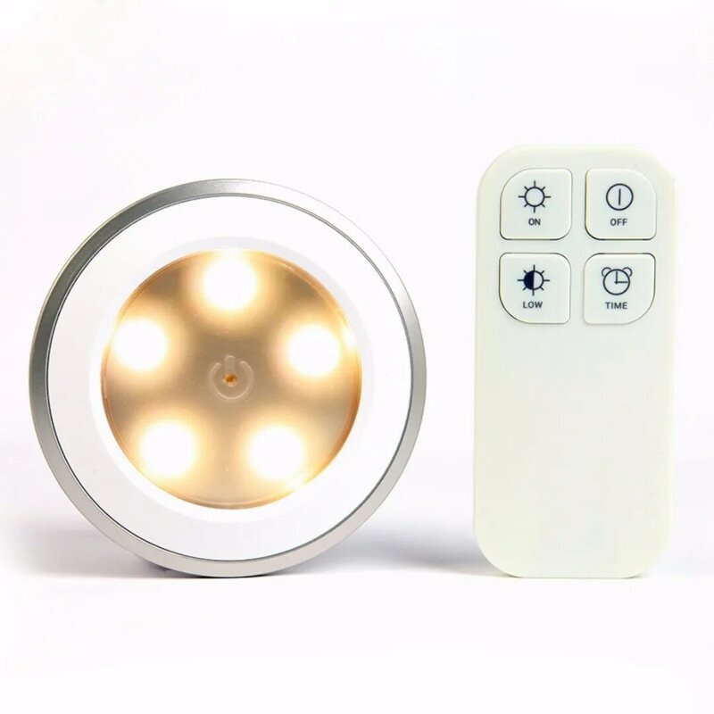 Lámpara de luz nocturna blanca con 5 LED, Control remoto inalámbrico, 2019