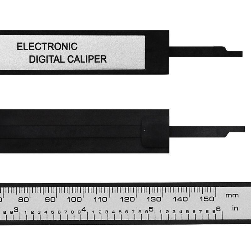 Regla de calibre electrónico Digital Vernier, compuesto de fibra de carbono, 6 pulgadas, 0-150mm